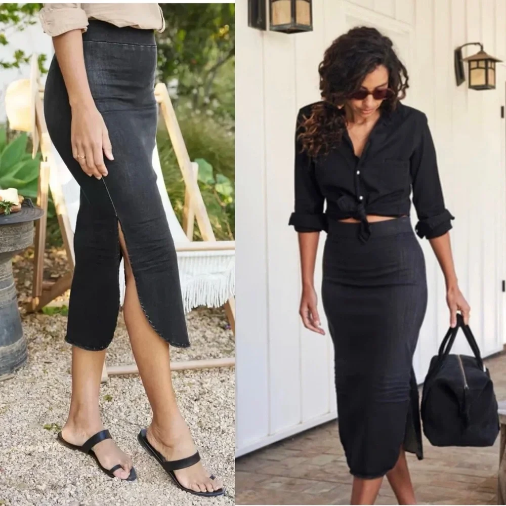Frank & Eileen Donegal Denim Black Skirt Size 8